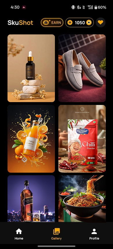 SkuShot app — Gallery with product styles