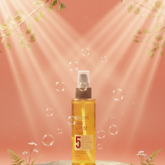 Hair serum — warm terracotta with light rays